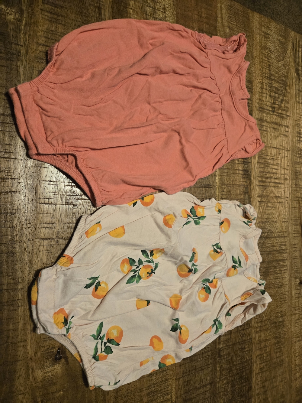Baby Girl 12-18 Month Old navy Peach Romper Set Of 2 Coordinating